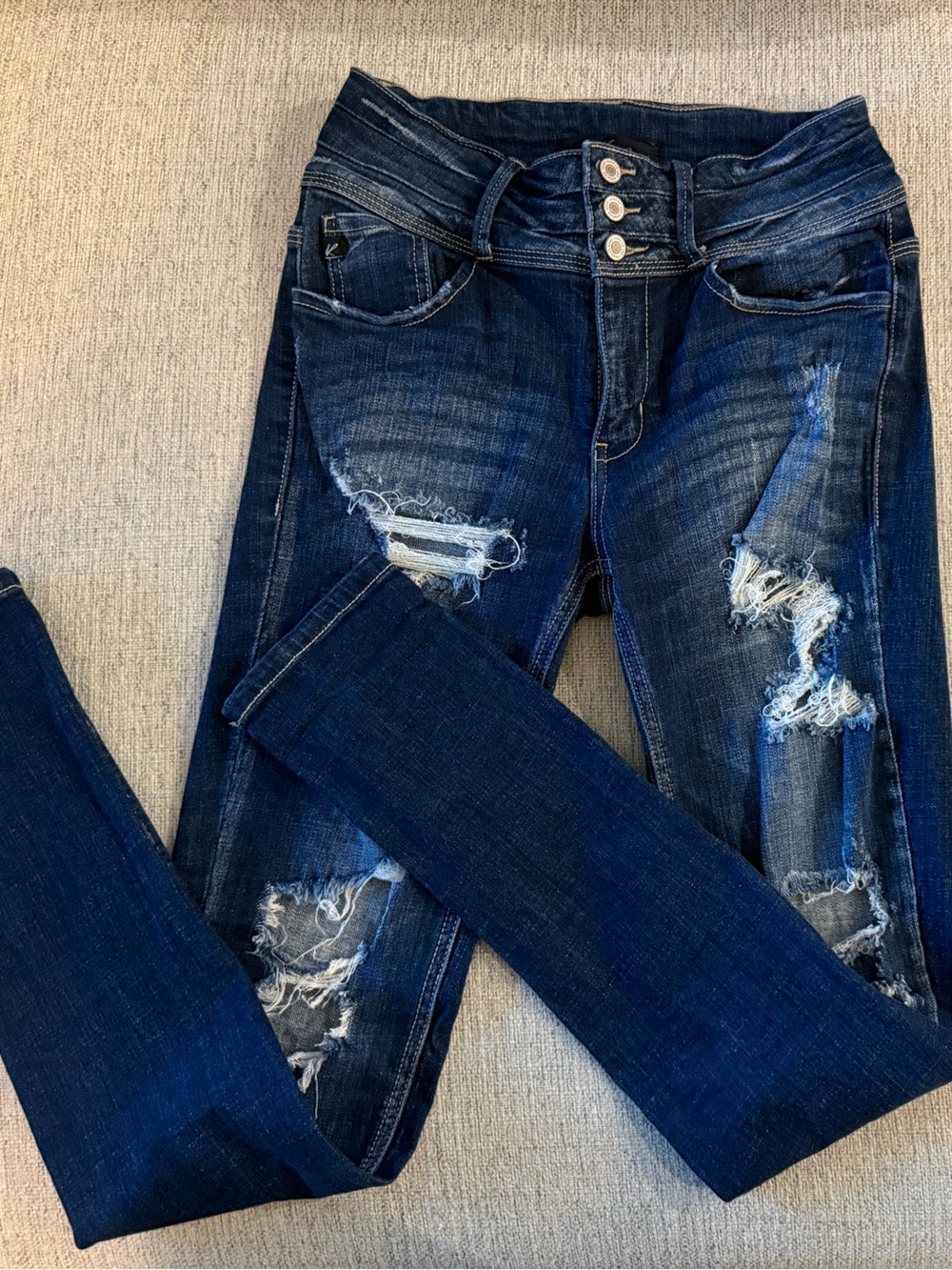 KanCan Dark Indigo Distressed Skinny Jeans